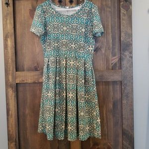 Lularoe XL Amelia teal black cream